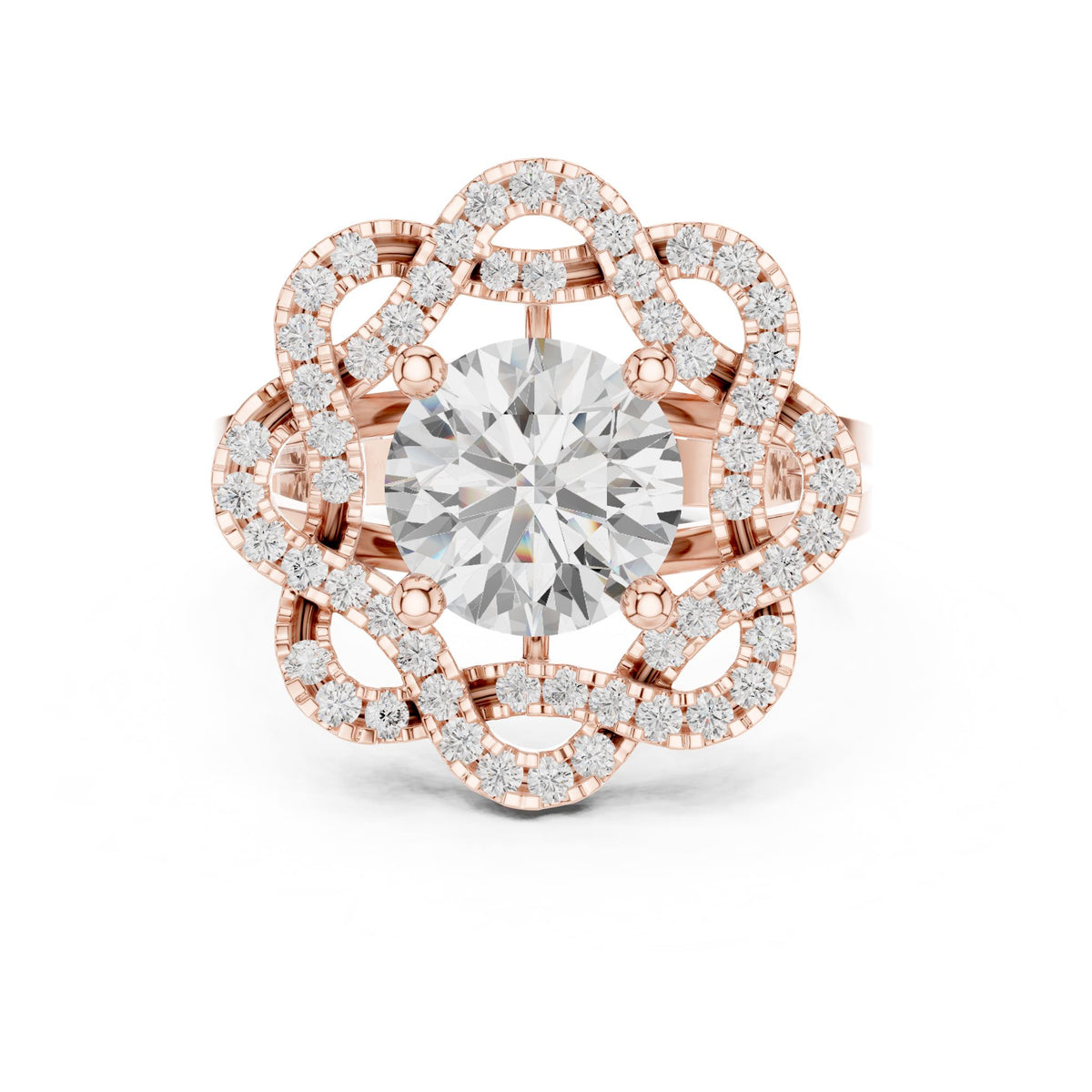 Round Halo Lab Grown Diamond Engagement Ring