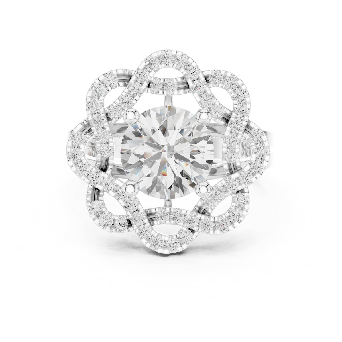 Round Halo Lab Grown Diamond Engagement Ring