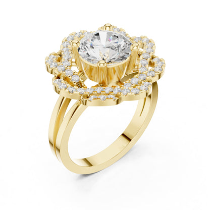Round Halo Lab Grown Diamond Engagement Ring