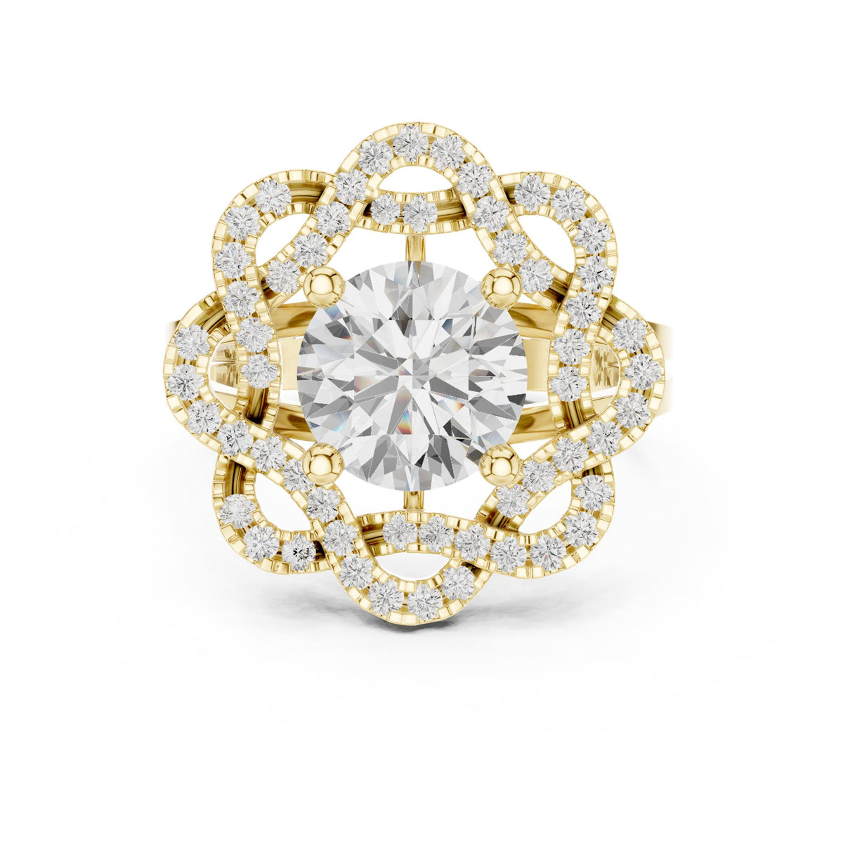 Round Halo Lab Grown Diamond Engagement Ring