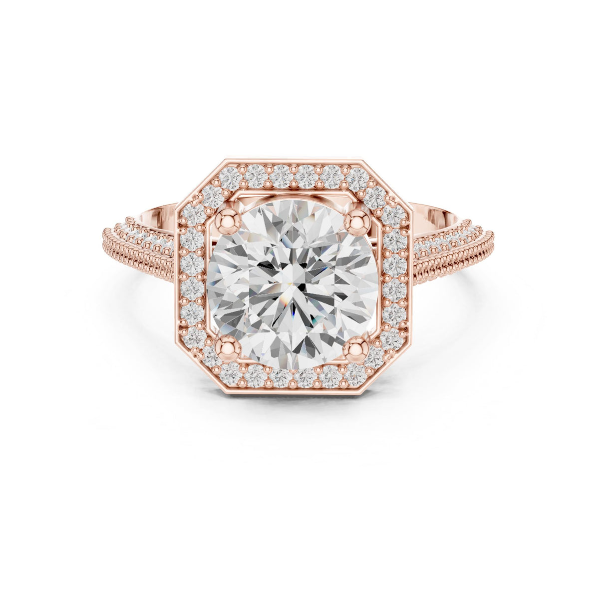 Round Halo Lab Grown Diamond Engagement Ring