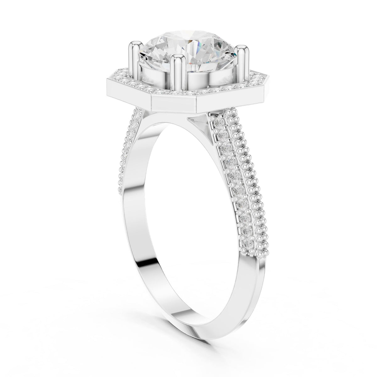 Round Halo Lab Grown Diamond Engagement Ring