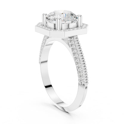 Round Halo Lab Grown Diamond Engagement Ring
