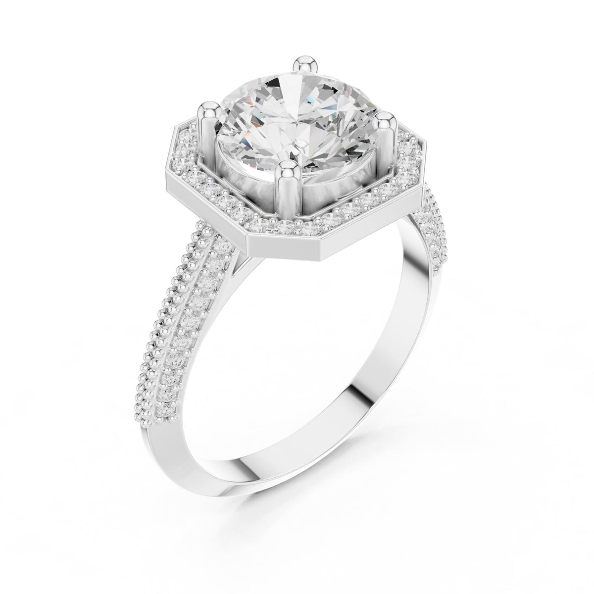 Round Halo Lab Grown Diamond Engagement Ring