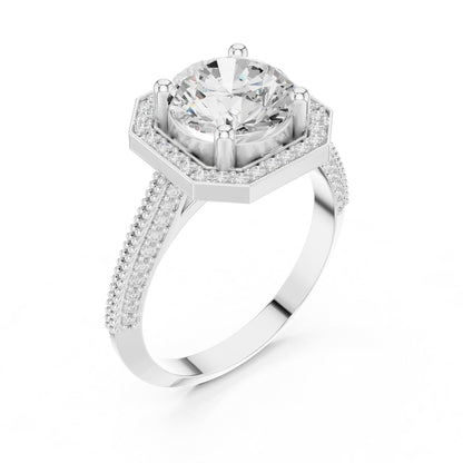 Round Halo Lab Grown Diamond Engagement Ring