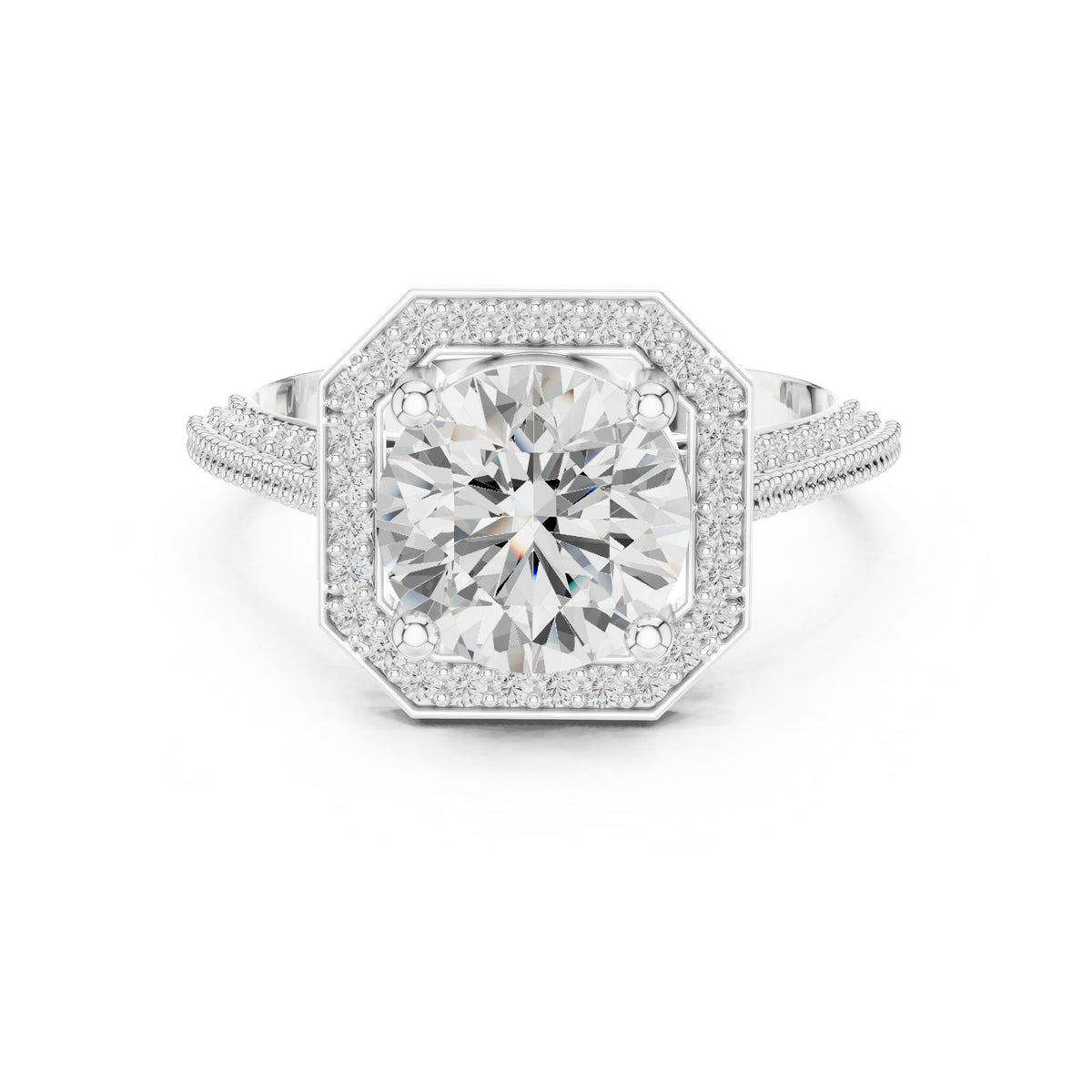 Round Halo Lab Grown Diamond Engagement Ring