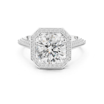 Round Halo Lab Grown Diamond Engagement Ring