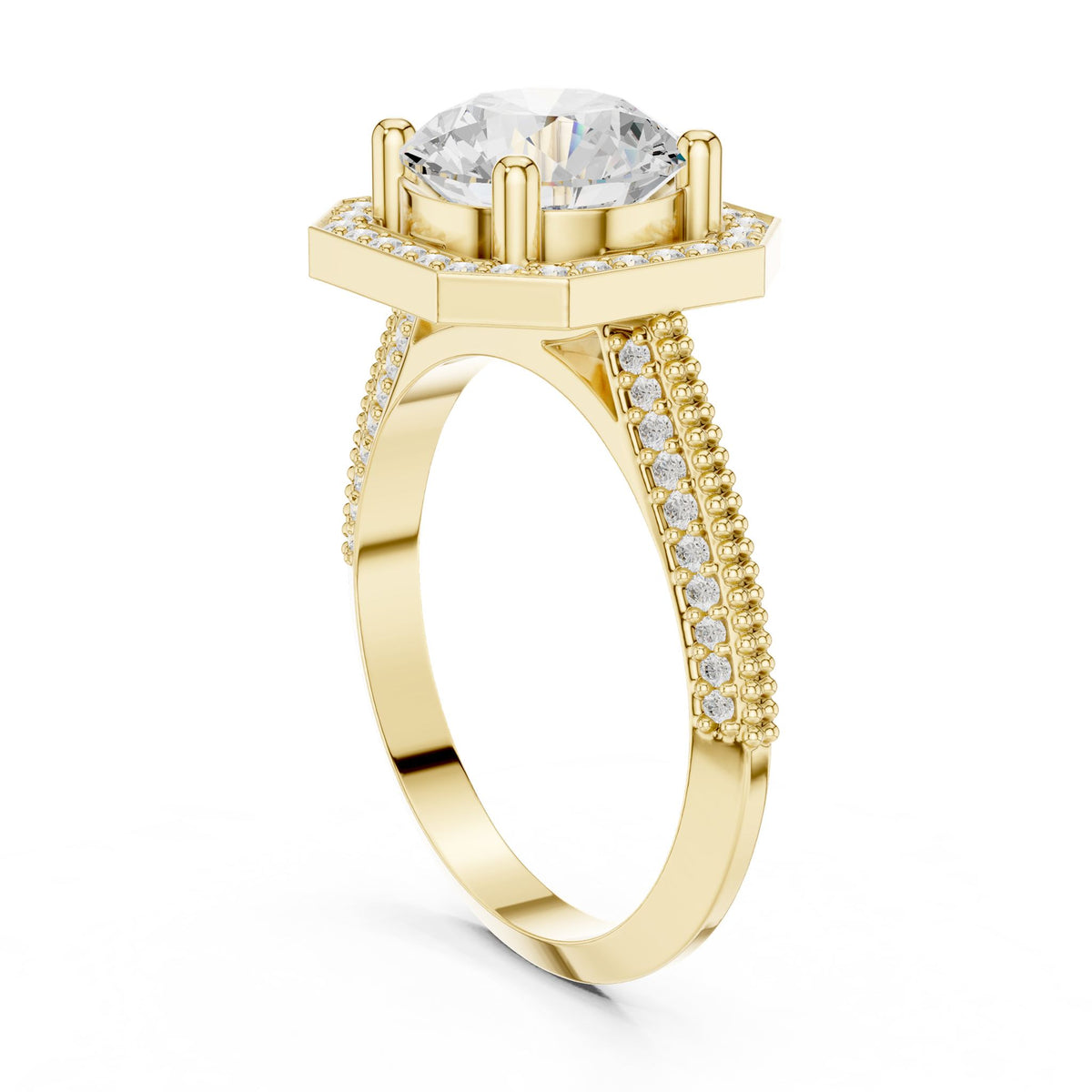 Round Halo Lab Grown Diamond Engagement Ring