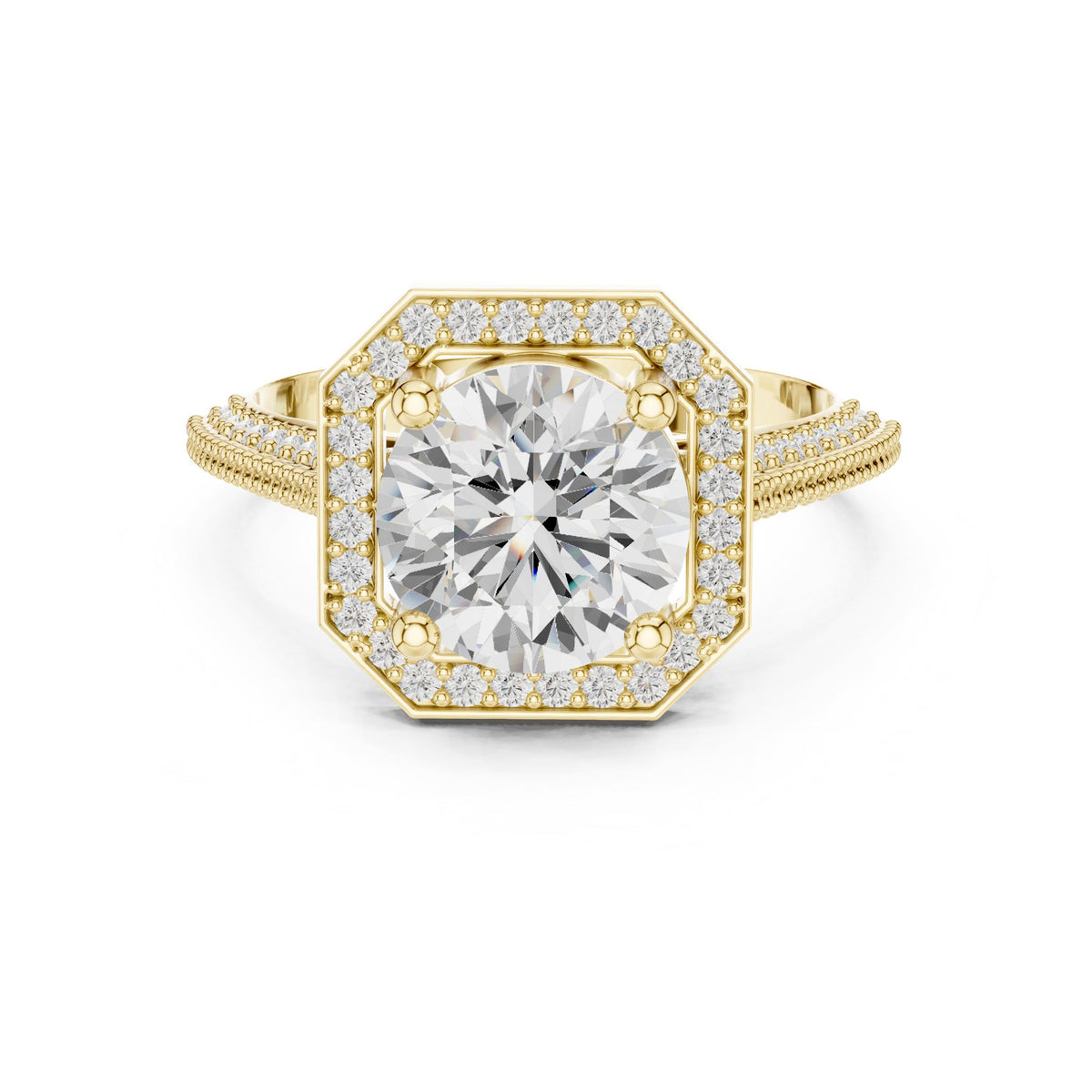 Round Halo Lab Grown Diamond Engagement Ring