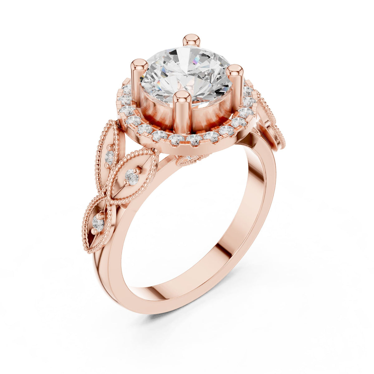 Round Halo Lab Grown Diamond Engagement Ring