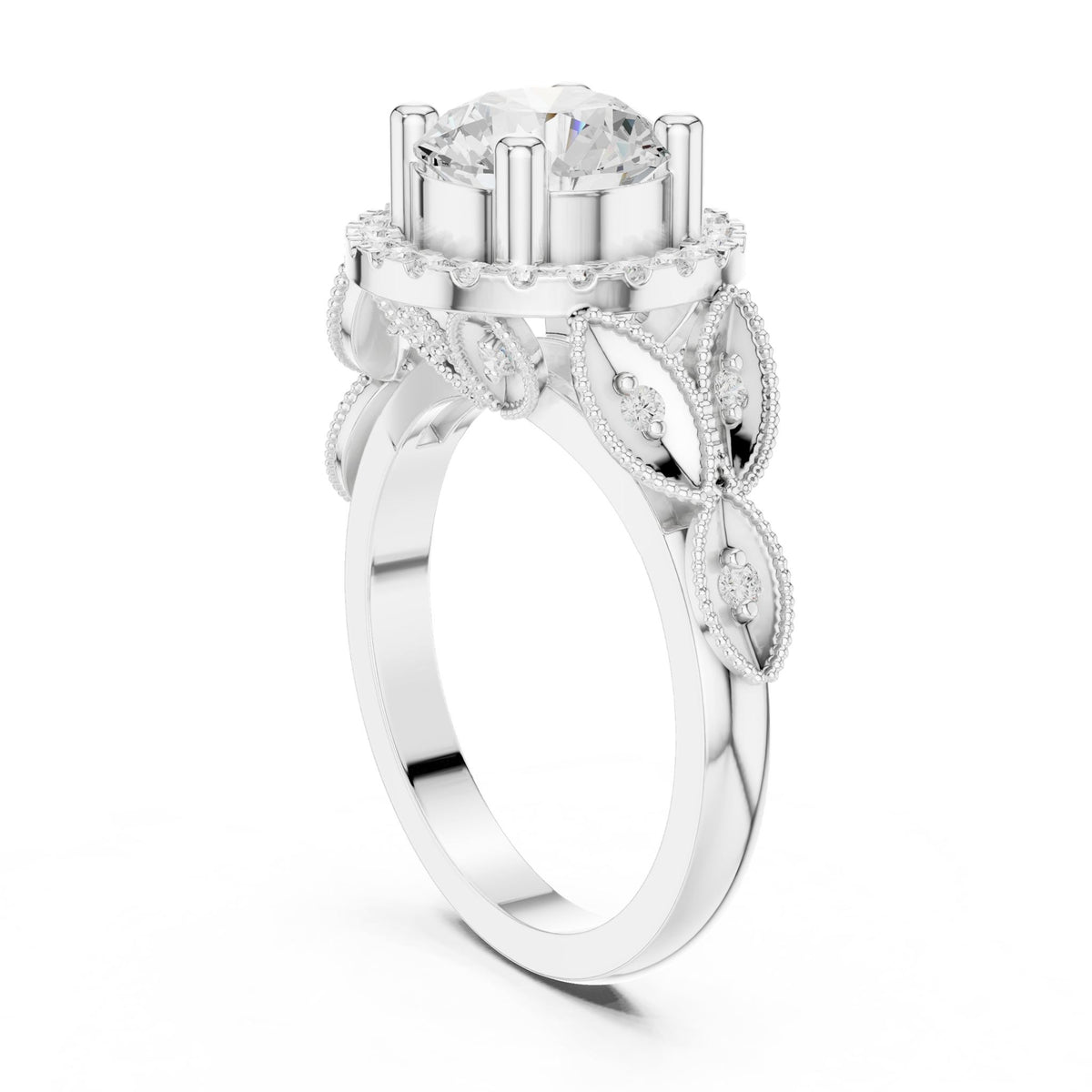 Round Halo Lab Grown Diamond Engagement Ring