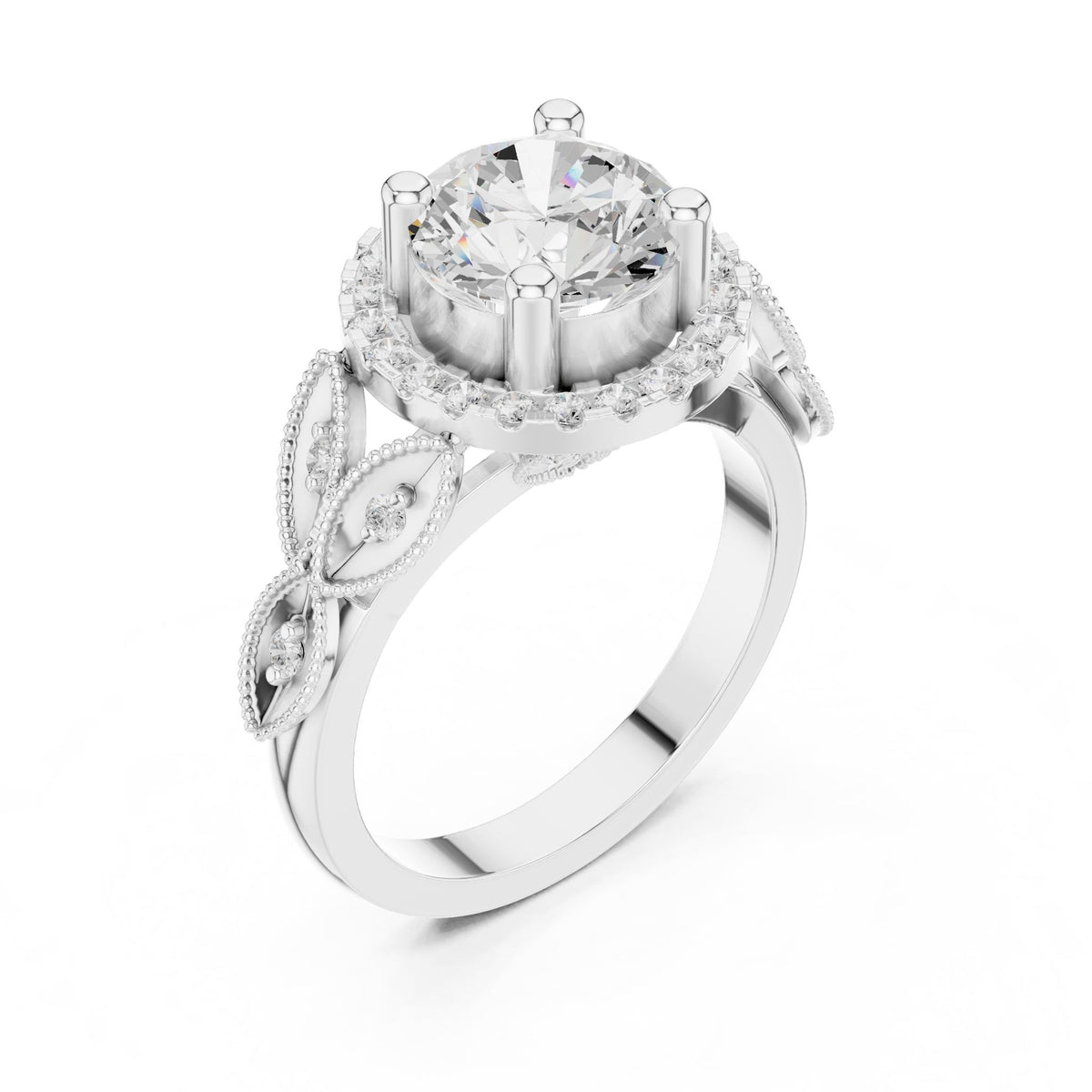 Round Halo Lab Grown Diamond Engagement Ring