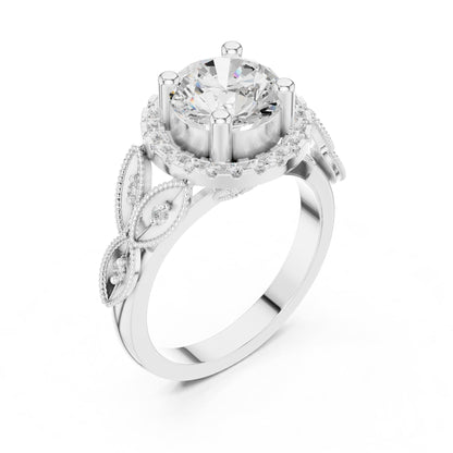 Round Halo Lab Grown Diamond Engagement Ring