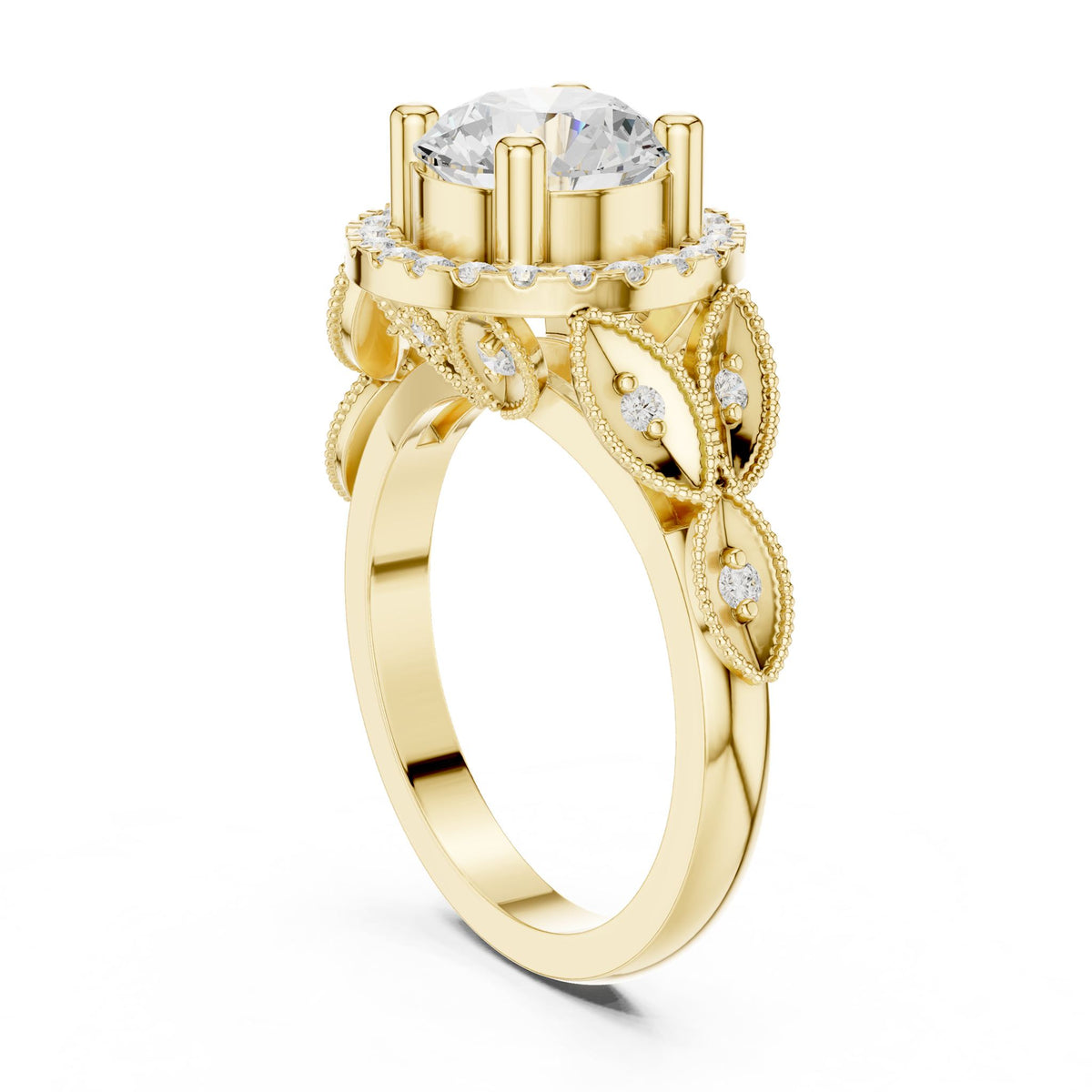 Round Halo Lab Grown Diamond Engagement Ring