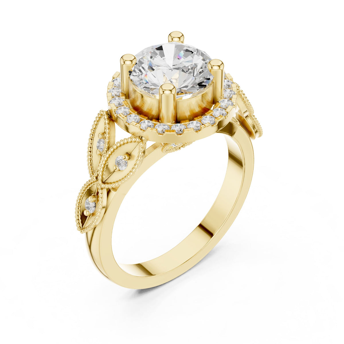 Round Halo Lab Grown Diamond Engagement Ring