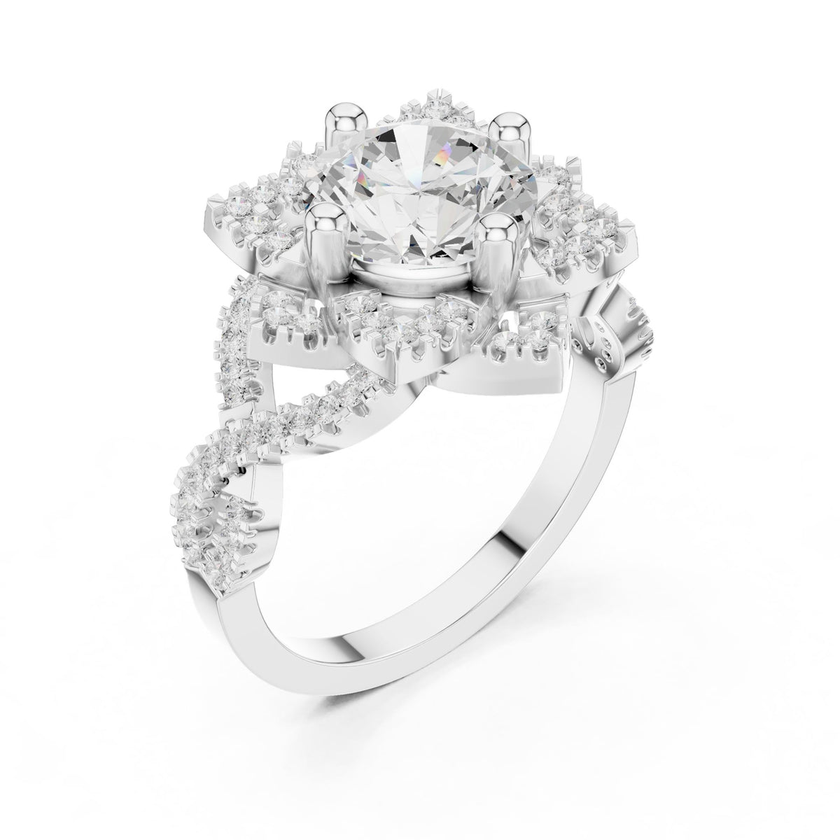 Round Halo Lab Grown Diamond Engagement Ring
