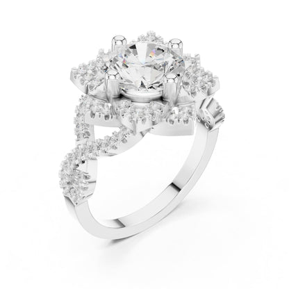 Round Halo Lab Grown Diamond Engagement Ring