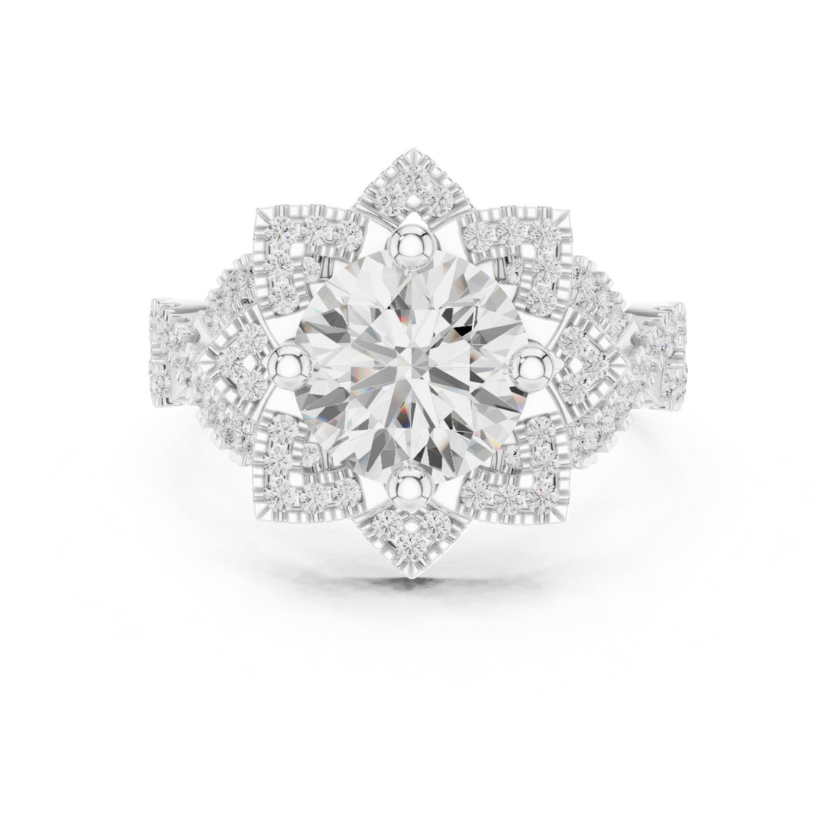 Round Halo Lab Grown Diamond Engagement Ring
