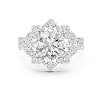 Round Halo Lab Grown Diamond Engagement Ring
