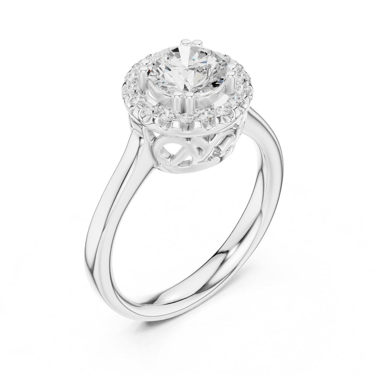 Round Halo Lab Grown Diamond Engagement Ring