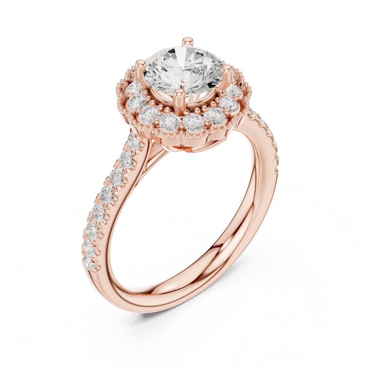 Round Halo Lab Grown Diamond Engagement Ring