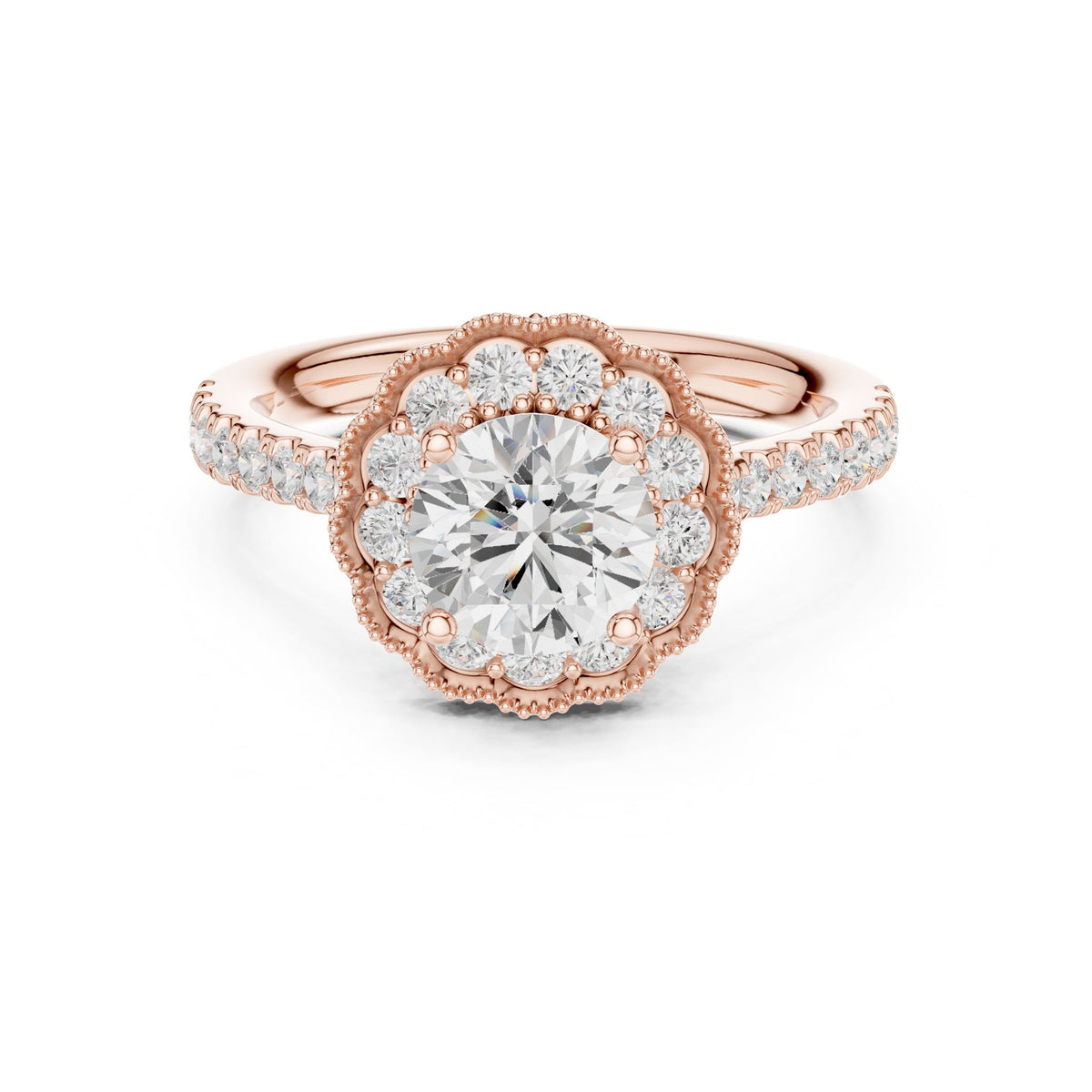 Round Halo Lab Grown Diamond Engagement Ring