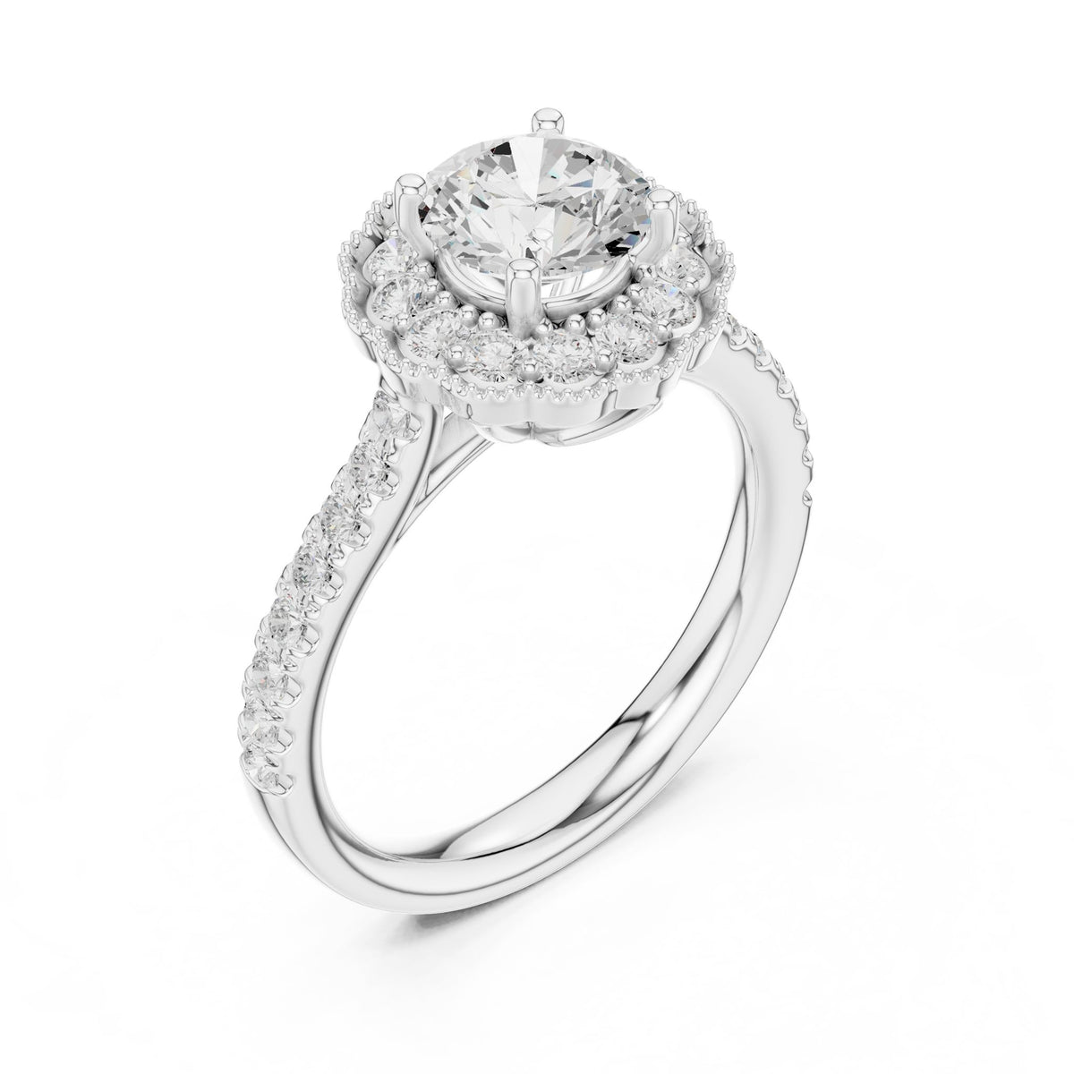 Round Halo Lab Grown Diamond Engagement Ring