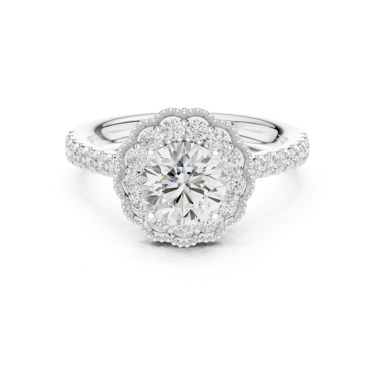 Round Halo Lab Grown Diamond Engagement Ring