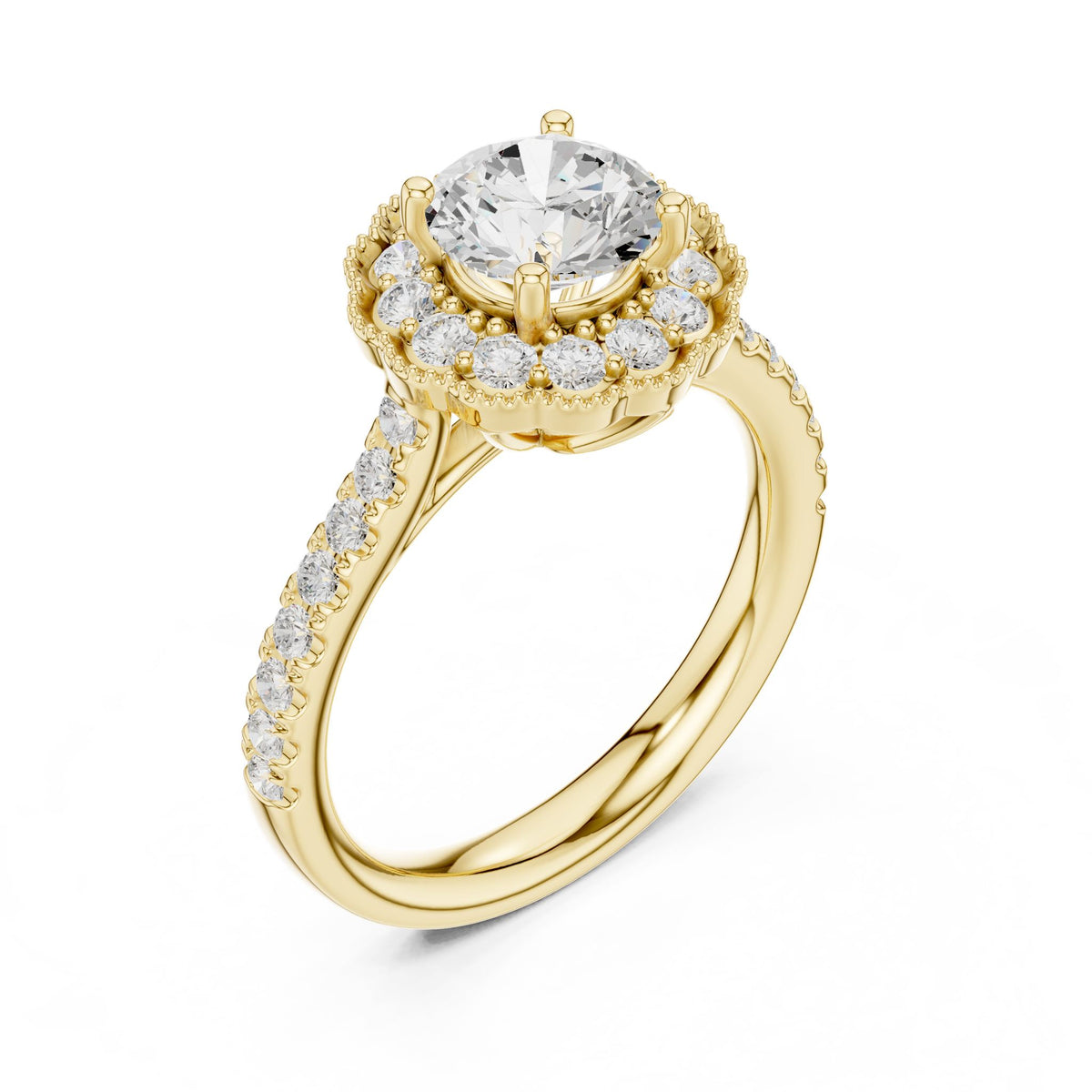 Round Halo Lab Grown Diamond Engagement Ring