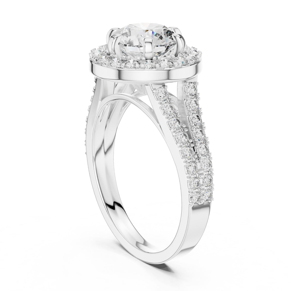 Round Halo Lab Grown Diamond Engagement Ring