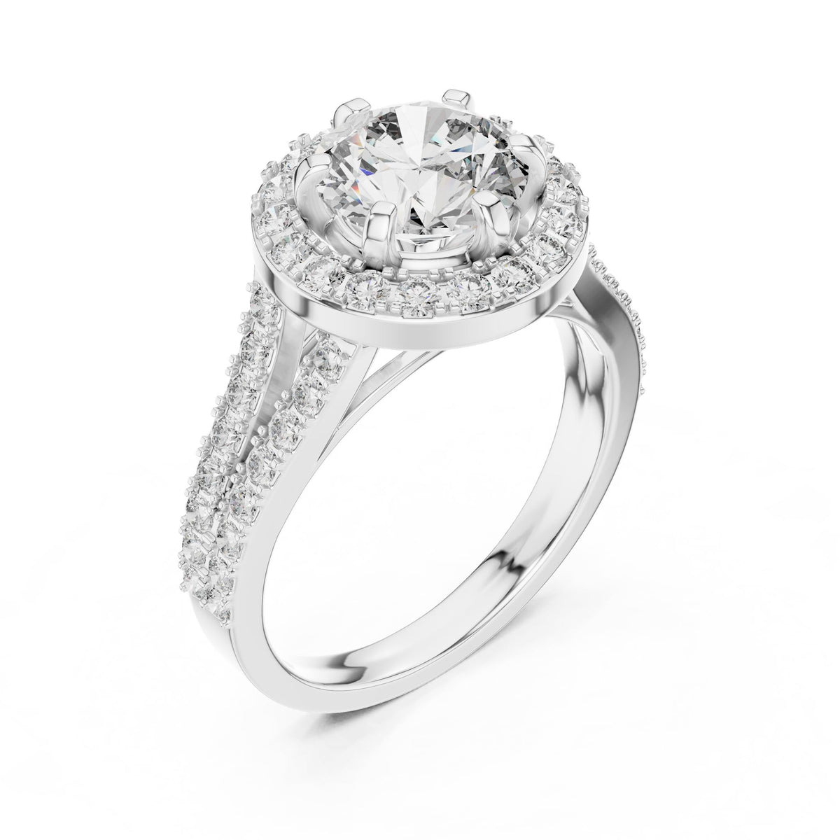 Round Halo Lab Grown Diamond Engagement Ring