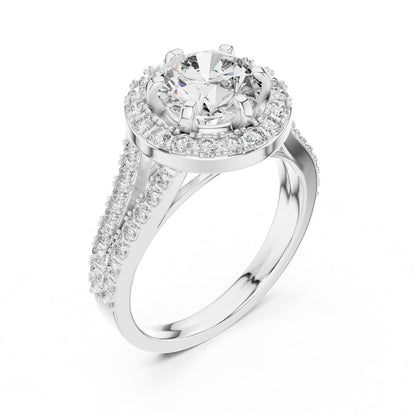 Round Halo Lab Grown Diamond Engagement Ring