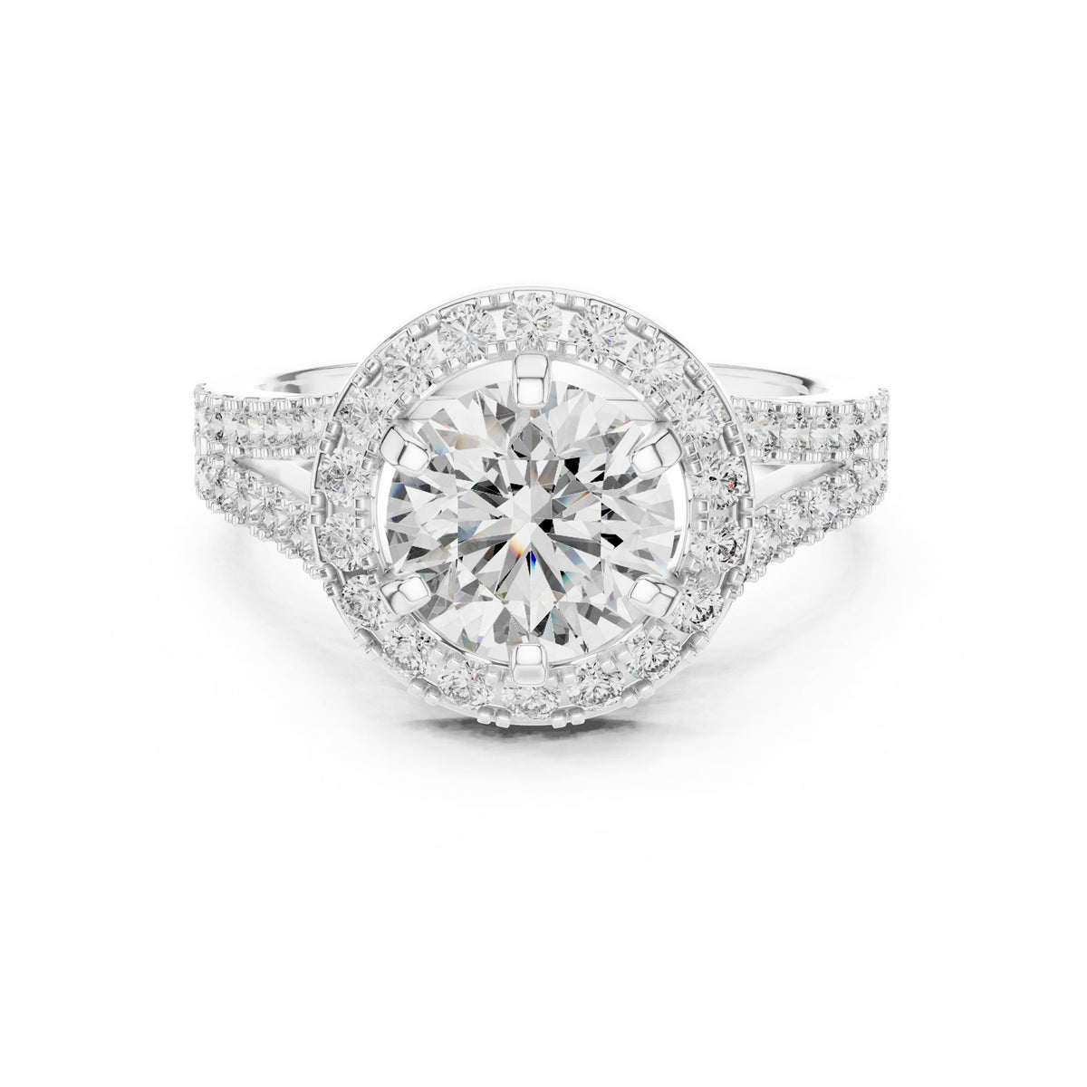 Round Halo Lab Grown Diamond Engagement Ring