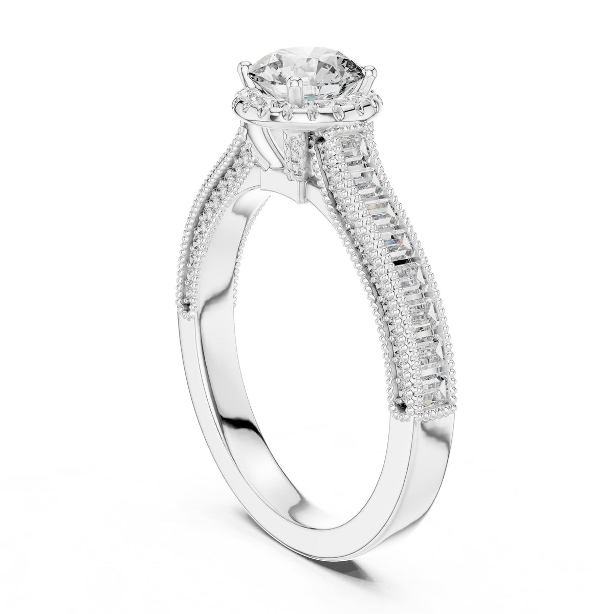 Round Halo Lab Grown Diamond Engagement Ring