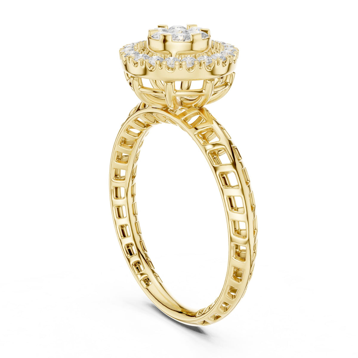 Round Halo Lab Grown Diamond Engagement Ring