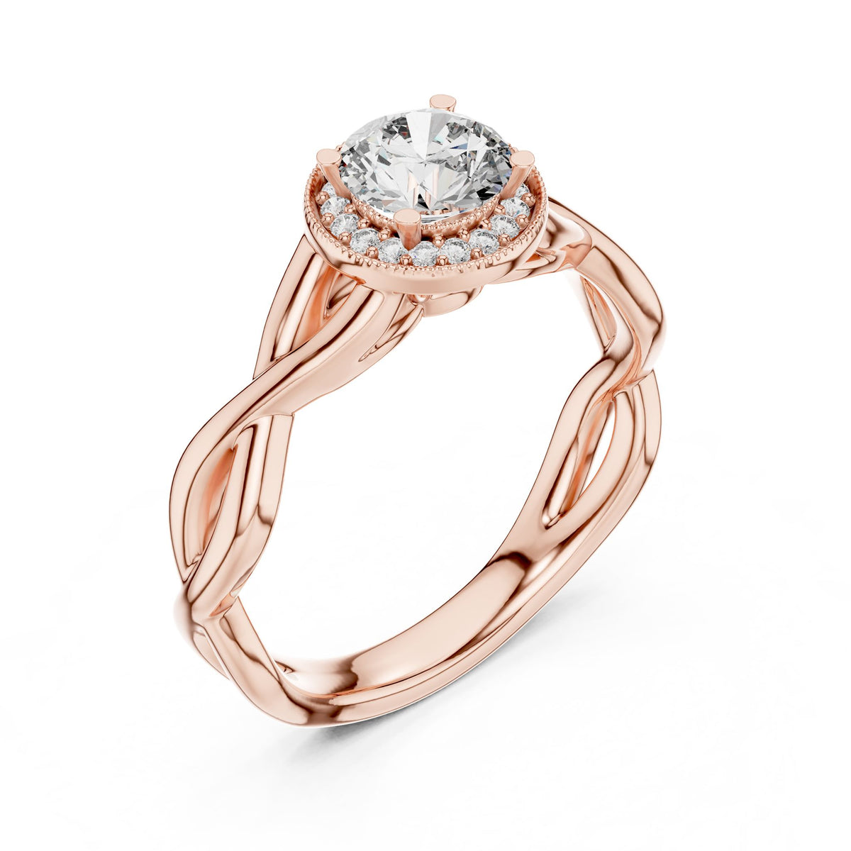 Round Halo Lab Grown Diamond Engagement Ring