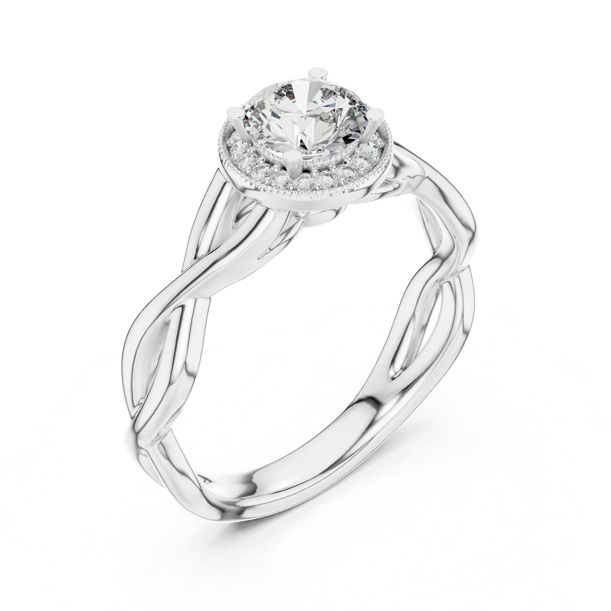 Round Halo Lab Grown Diamond Engagement Ring