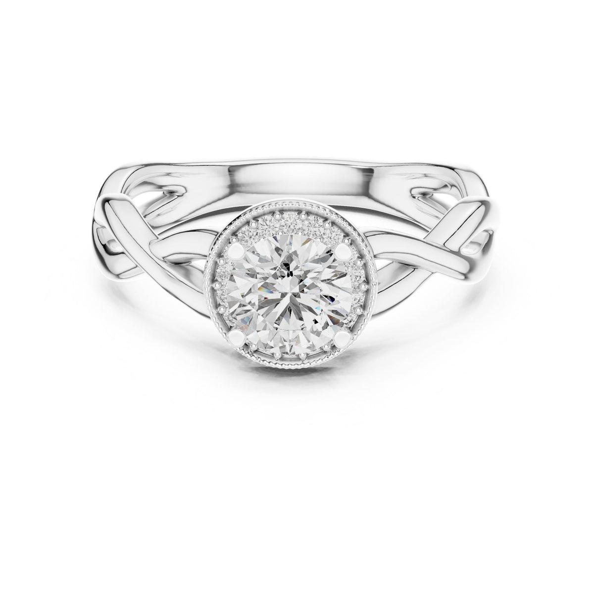Round Halo Lab Grown Diamond Engagement Ring