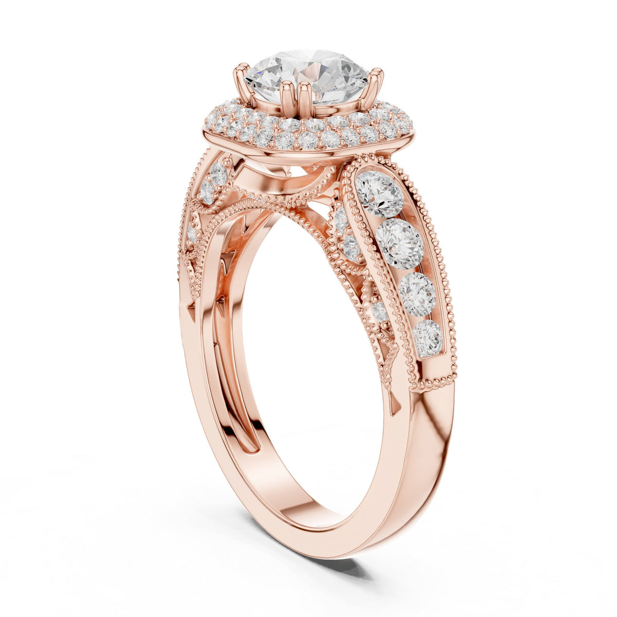 Round Halo Lab Grown Diamond Engagement Ring