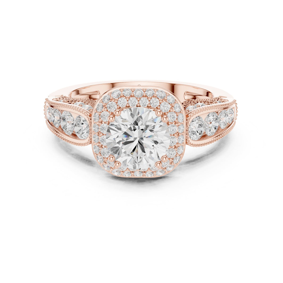 Round Halo Lab Grown Diamond Engagement Ring