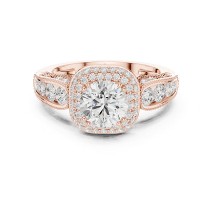 Round Halo Lab Grown Diamond Engagement Ring