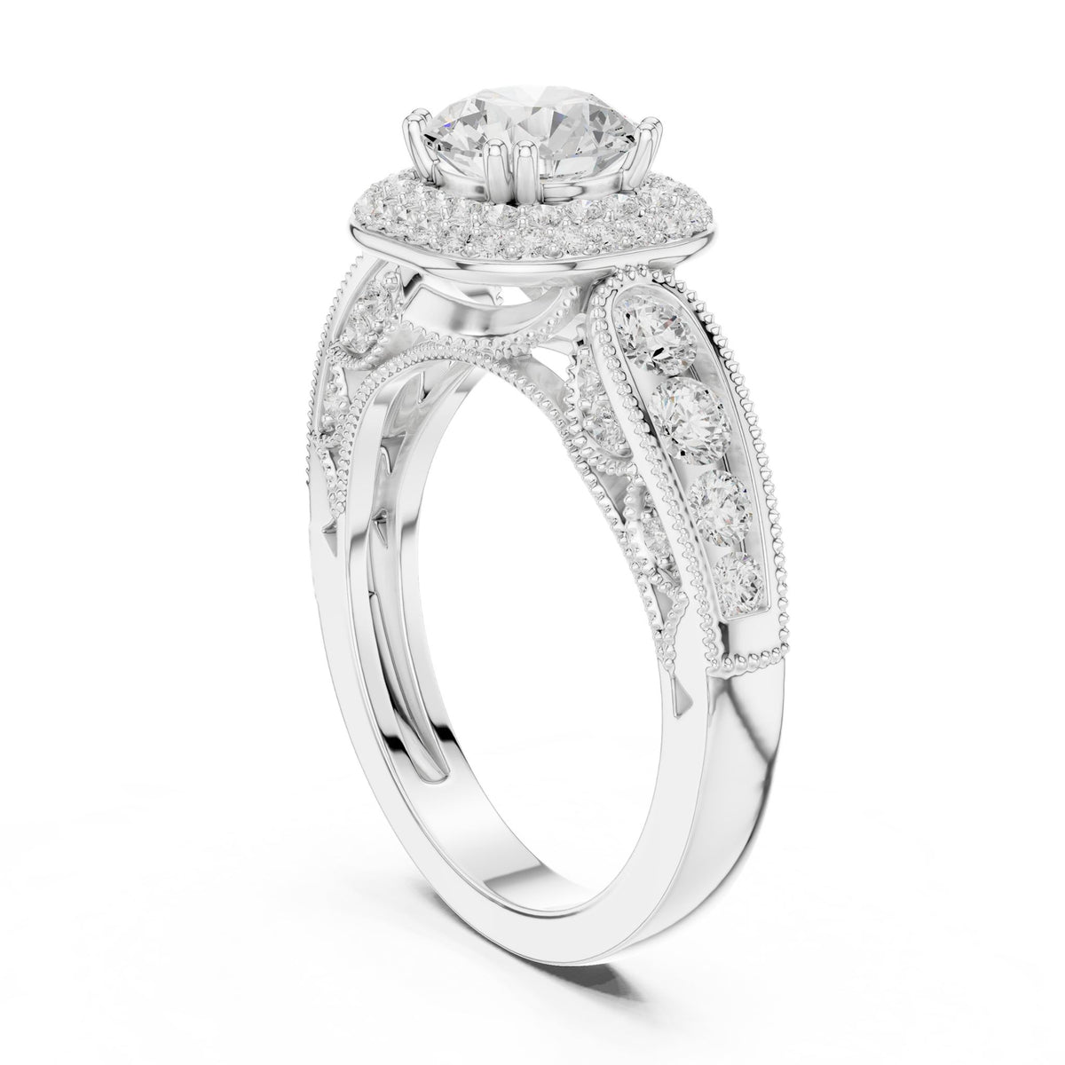 Round Halo Lab Grown Diamond Engagement Ring