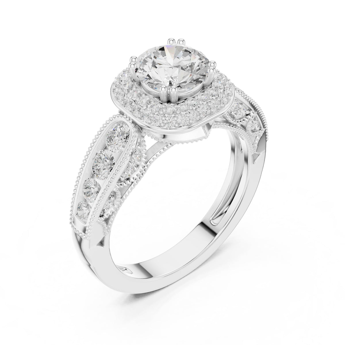Round Halo Lab Grown Diamond Engagement Ring