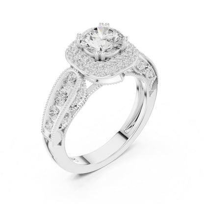 Round Halo Lab Grown Diamond Engagement Ring