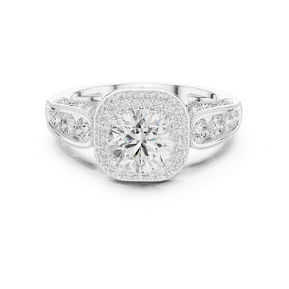 Round Halo Lab Grown Diamond Engagement Ring