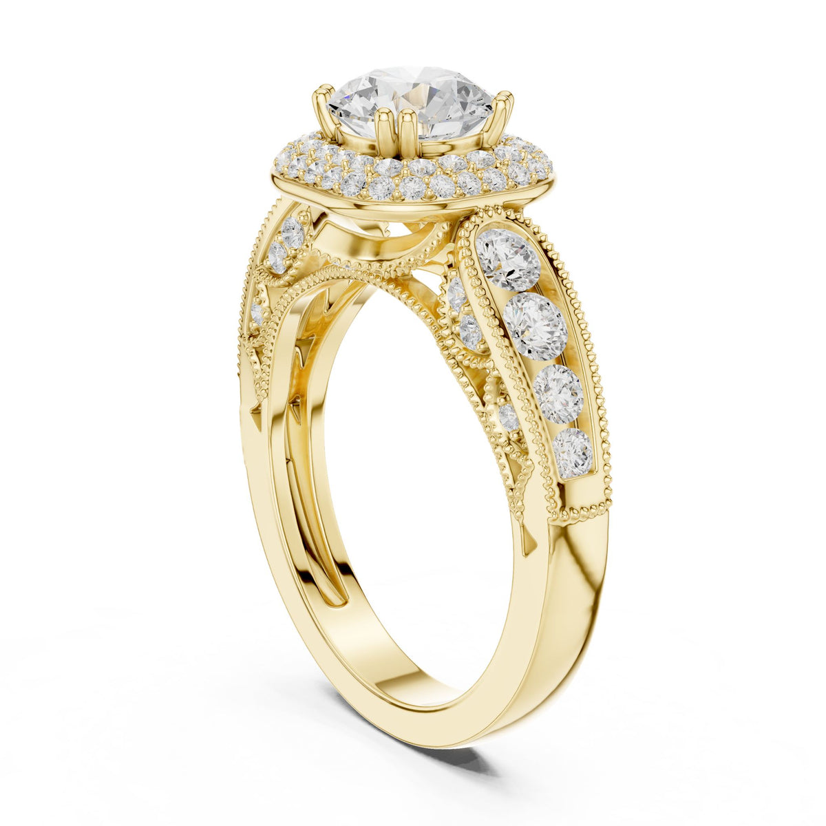 Round Halo Lab Grown Diamond Engagement Ring