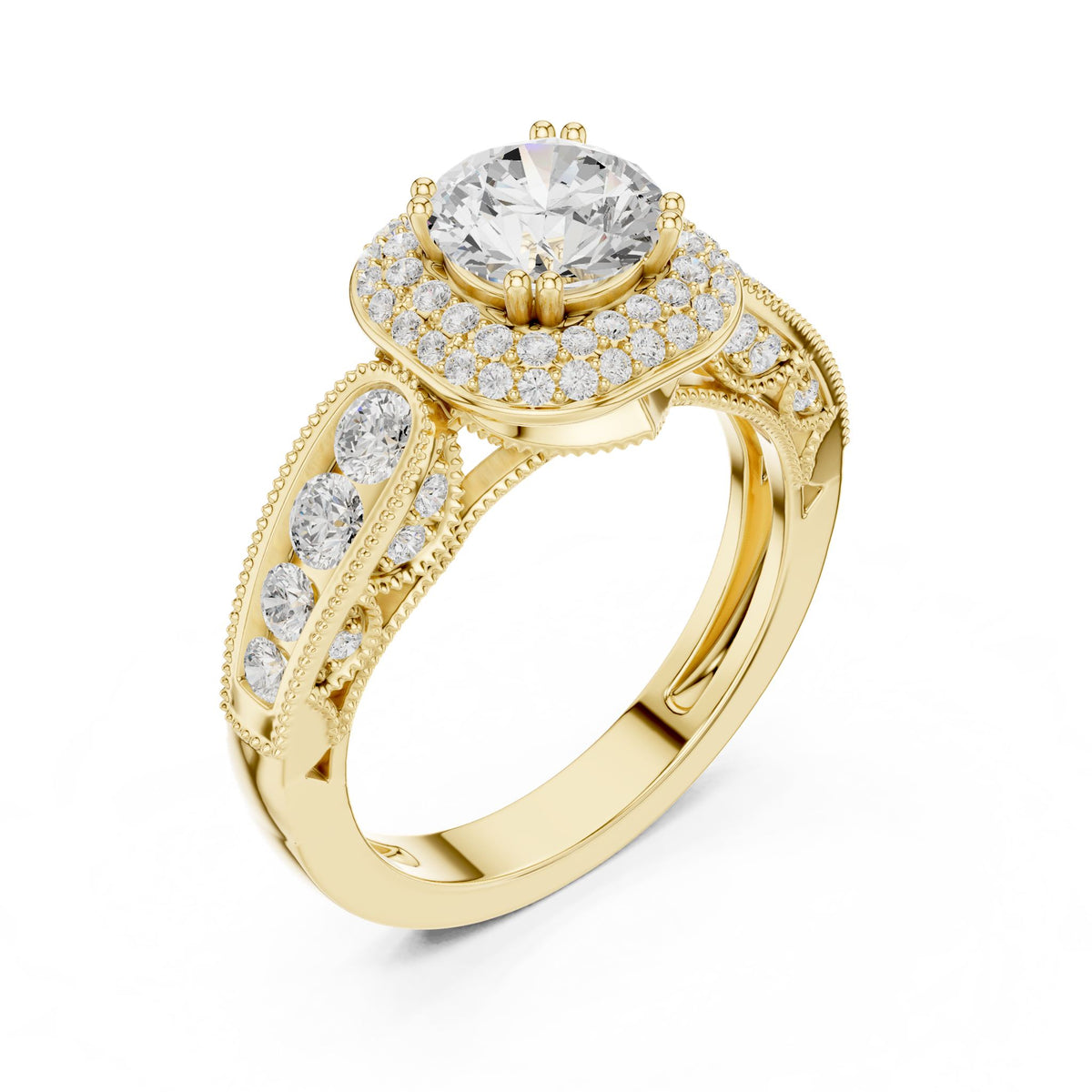 Round Halo Lab Grown Diamond Engagement Ring