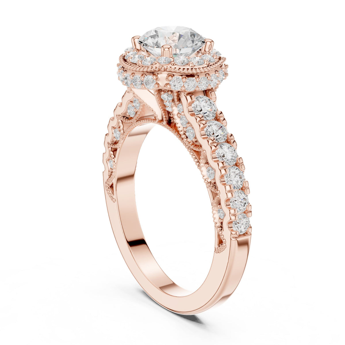 Round Halo Lab Grown Diamond Engagement Ring