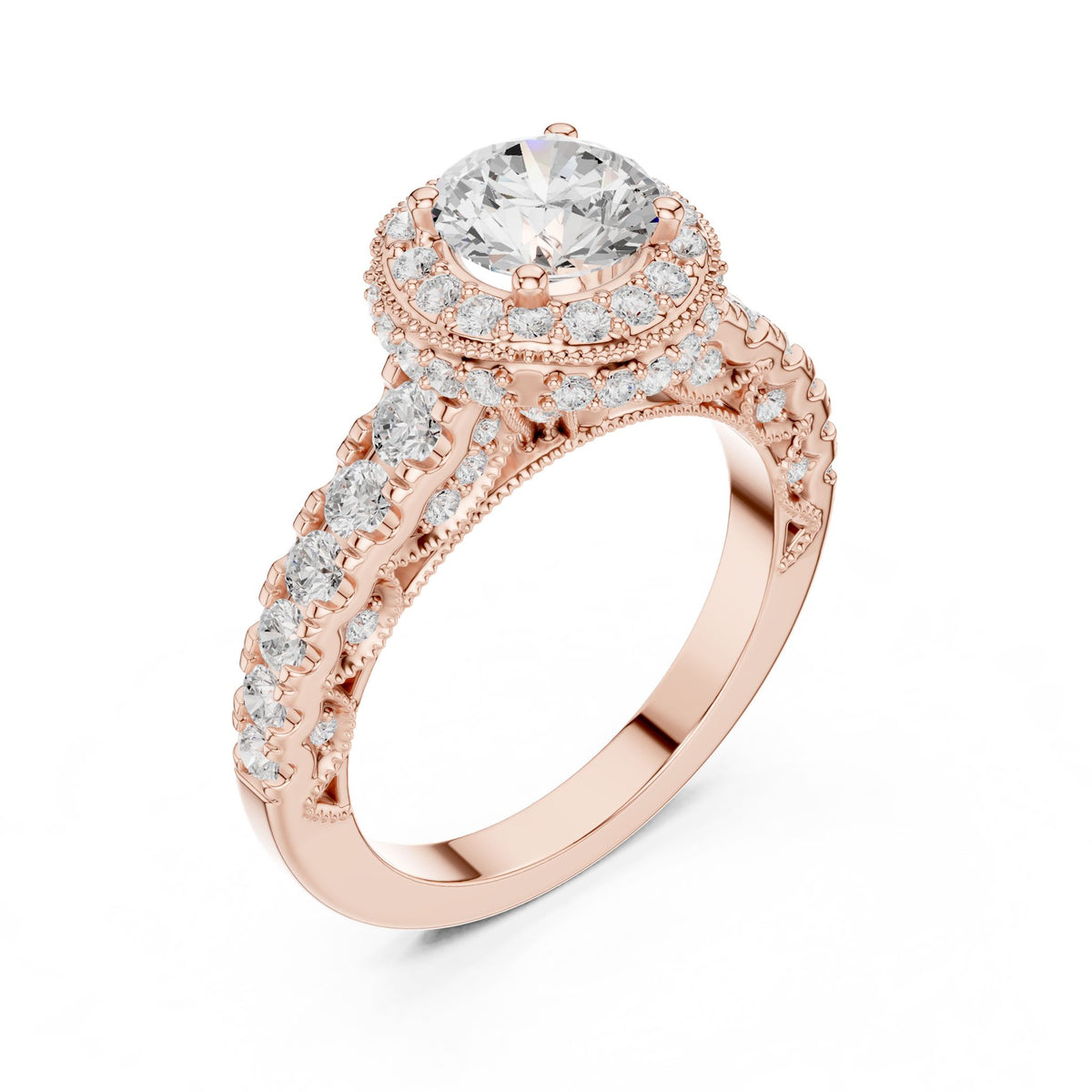 Round Halo Lab Grown Diamond Engagement Ring