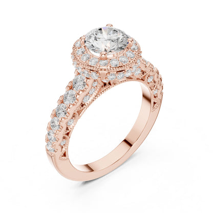 Round Halo Lab Grown Diamond Engagement Ring
